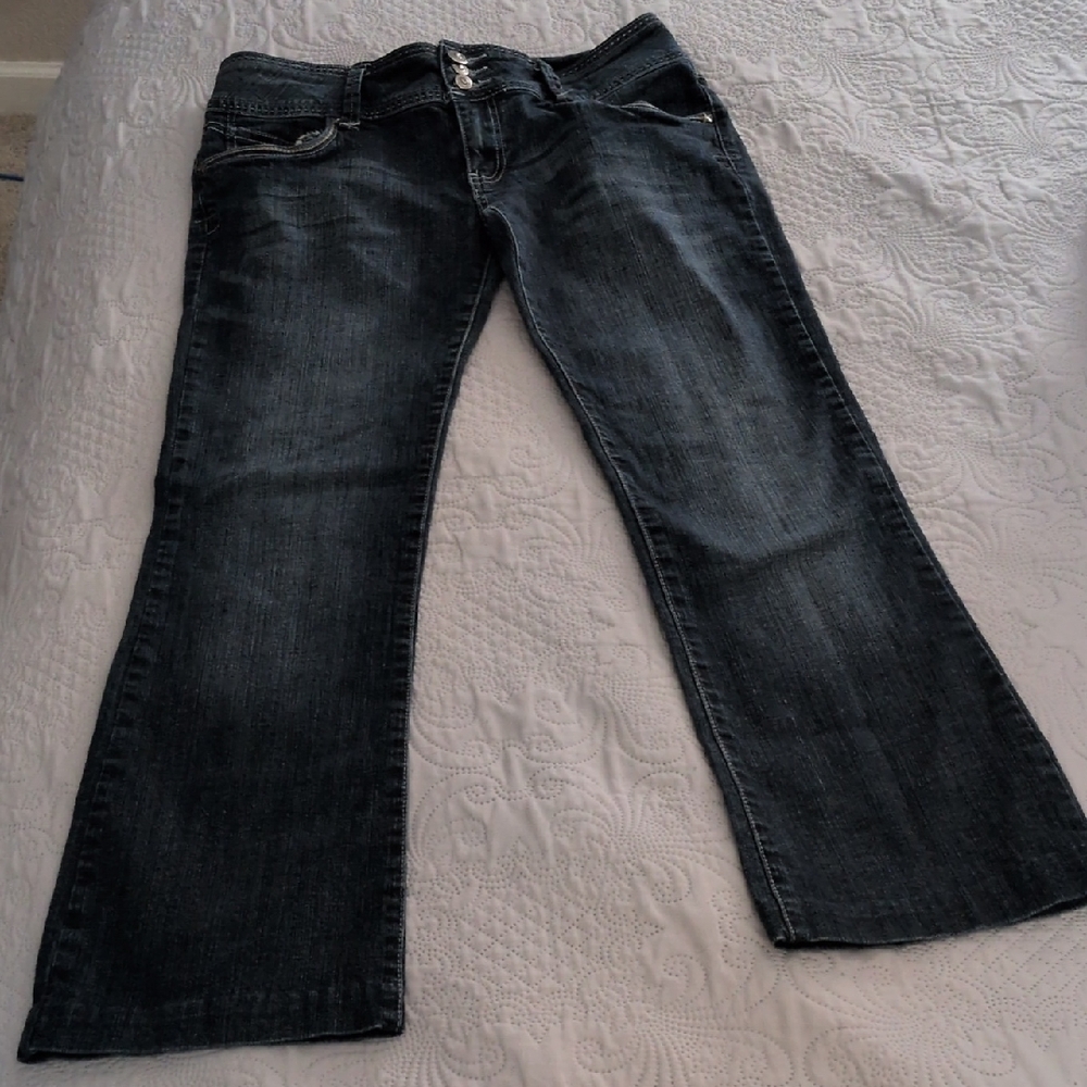Elegant C Est Toi Charcoal Women's Slight Flare Wider Leg Jeans